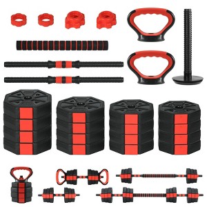 88LB Adjustable Octagonal Dumbbell Set (2-Pack) - 3-in-1 Barbell/Kettlebell for Full Body & Muscle Training - 1 of 4