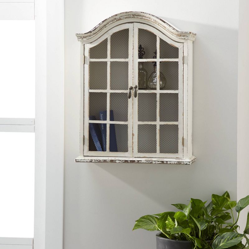  28"x22" Traditional Wood Wall Shelf with Arched Shutter Doors - Olivia & May, 2 of 17
