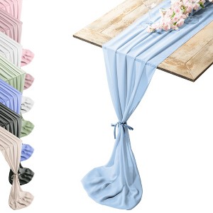 RCZ Décor Silky Touch Chiffon Table Runner With Two Style Ribbon Ties - 10ft.  Table Runner, Wedding Table Runner 29 x 120 Inches - 1 of 4
