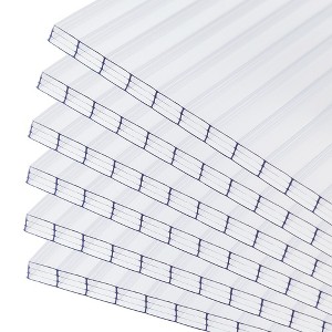 Aoodor 6Pcs Polycarbonate Greenhouse Panels, Waterproof, UV Protected Reinforced Twin-Wall Clear Sheets for Durability - 1 of 4