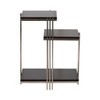 Modern Three-Tier Accent Table - Mango Wood & Stainless Steel Side Table for Home or Office - Dark Chocolate Finish, 24 Inches - 4 of 4