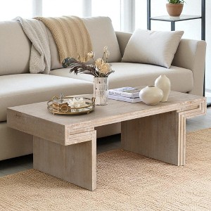 Mshliw 48'' Vintage Industrial Coffee Table with Dual-Tier Shelves, Dining Table, Wood Veneer Top and Rustic Matte Finish - 1 of 4