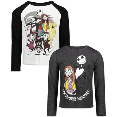 Disney Nightmare Before Christmas Jack Skellington Sally Oogie Boogie Toddler Girls 2 Pack Graphic T-Shirts Black / Grey 4T