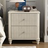 Lycvki 21.65" Wood Fluted Nightstand with 3 Drawers and Metal Handle - 3 of 4