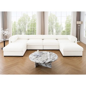 CAVINAS Modern Sectional Sofa with 4 Seats and 2 Ottomans,Convertible Modular Couch with Under-Sofa Storage,Couch for Living Room,2x Corner,White - 1 of 4