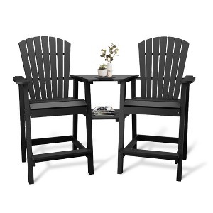 Outdoor Adirondack Barstools with Connecting Tray, Tall Adirondack Chairs Bar Chairs for Deck, Balcony, Backyard, Patio Bar Stool Chair with High Back - 1 of 4