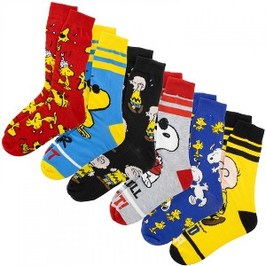 Adult Charlie Brown Snoopy and Woodstock 6-Pack Crew Socks - 1 of 4
