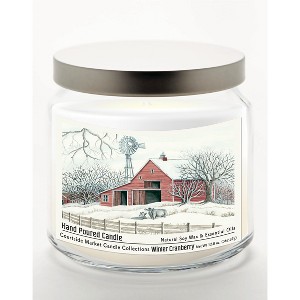 Courtside Market Winter Barn with Mill Winter Cranberry 12.8oz Soy Wax Candle Glass Jar with Brushed Silver Metal Lid - 1 of 3