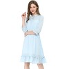 Allegra K Women's Solid Ruffle Hem 3/4 Sleeve A-Line Smocked Short Chiffon Dress - 3 of 4