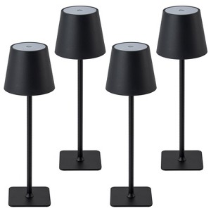 C Cattleya 4-Pack 14” Matte Black LED Cordless Table Lamp, 3CCT Dimmable Portable Desk Lamps - 1 of 4