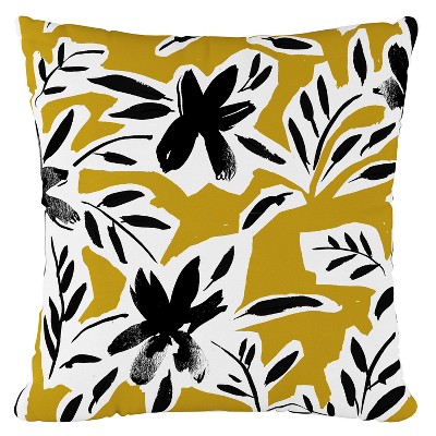 Ochre Floral Throw Pillow - Skyline Furniture