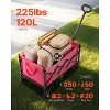 VEVOR Collapsible Wagon Carts, 120L & 225LBS Folding Wagons with All-Terrain Wheels, Heavy Duty Outdoor Utility Cart, Pink & Black - 3 of 4