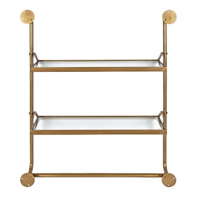 Marit Gold Luxe 28" Floating Wall Shelf with Glass Tiers