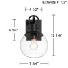 360 Lighting Thompson 12 1/4" High Modern Outdoor Wall Light Fixture Mount Porch House Exterior Set of 2 Weatherproof Black Metal Clear Glass Shade - 4 of 4