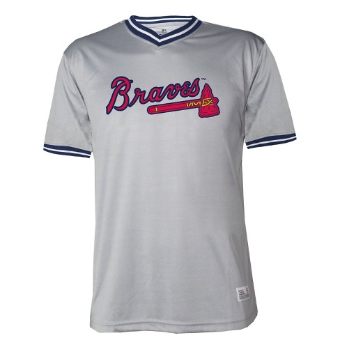 MLB Atlanta Braves Gray Men's Short Sleeve V-Neck Jersey - M