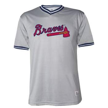 MLB Atlanta Braves Gray Men's Short Sleeve V-Neck Jersey