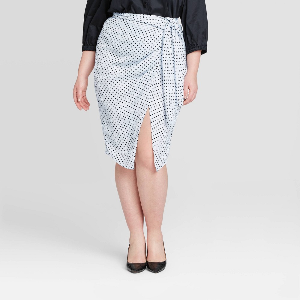 Women's Plus Size Polka Dot A-Line Midi Skirt - Who What Wear Blue 22W was $29.99 now $13.49 (55.0% off)