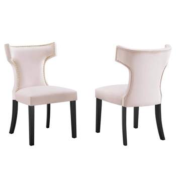 Set of 2 Curve Performance Velvet Dining Chairs - Modway