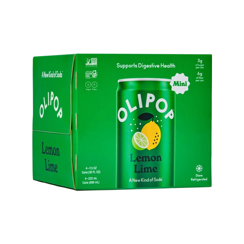 OLIPOP Lemon Lime Prebiotic Soda - 4ct/7.5 fl oz, 1 of 8