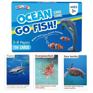 BenBen Go Fish Card Game for Kids, 104 Cards, Ocean Theme Memory Matching Game, Sea Animals Learning Playing Cards - 1 of 4