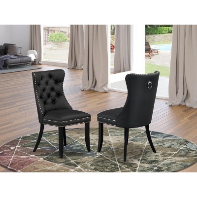 East West Furniture DAP2F23 Dallas Parson Kitchen Chairs - Button Tufted Nailhead Trim Beige Red faux Leather  Dining Chairs, Set of 2, linen white