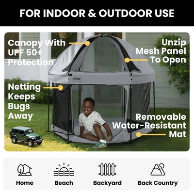 Jeep Hexagon Gray Metal and Plastic Pop Up Play Yard