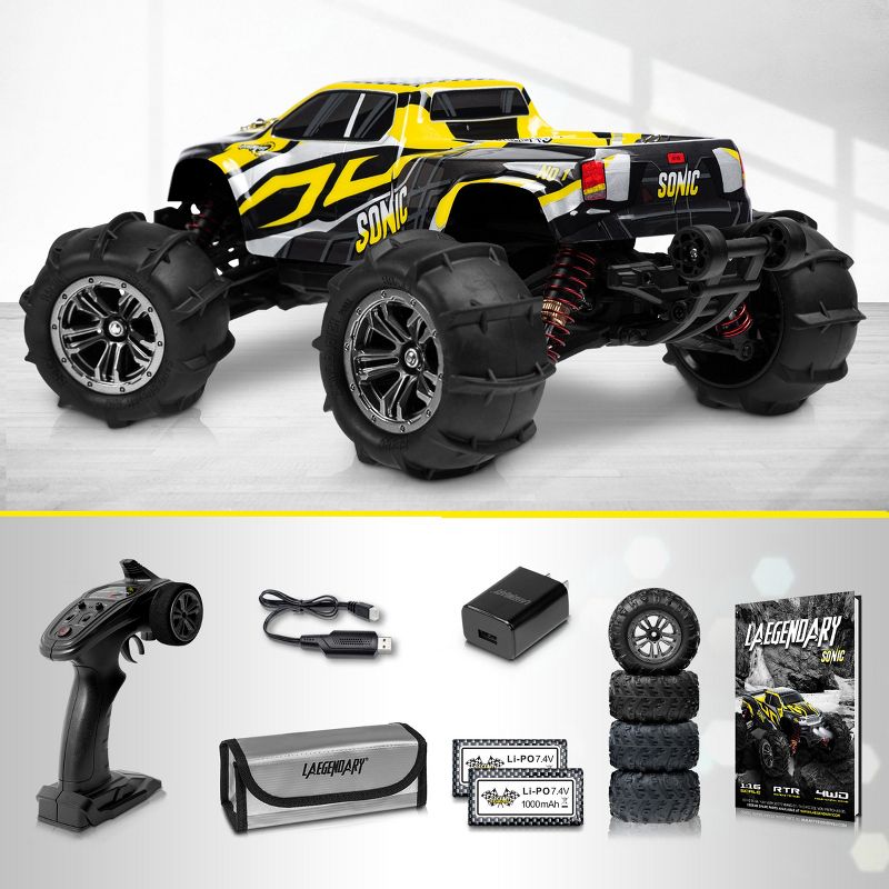 LAEGENDARY 4x4 RC Cars for Adults and Kids - Off-Road, Fast Remote Control Car - Battery-Powered - Up to 38+ mph - Yellow & Black, 3 of 8