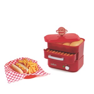 Salton Treats Hot Dog Steamer, 8 Hot Dog and 4 Bun Capacity to Steam and Warm Breakfast Sausages, Brats, Vegetables, Fish, 350 Watts, Red (HD1905) - 1 of 4