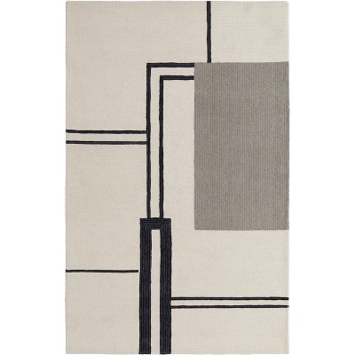 Maguire Transitional Abstract Ivory/Gray/Black Area Rug