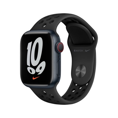 Apple Watch Nike Series 7 GPS + Cellular, 45mm Midnight Aluminum Case with Anthracite/Black Nike Sport Band