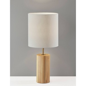 Dean Table Lamp Natural - Adesso: UL Listed, Wood Base, Cotton Shade, No Assembly Required, 30.5" Height - 1 of 3