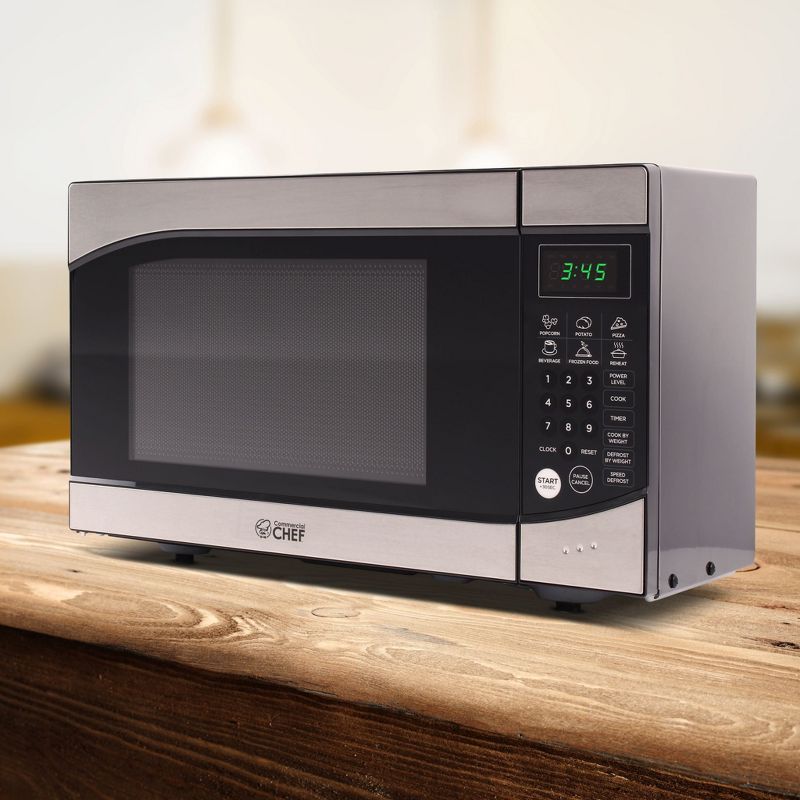 COMMERCIAL CHEF Countertop Microwave 0.9 Cu. Ft. 900W, Black and Stainless Steel, 4 of 8