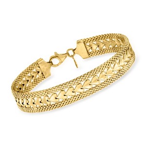Ross-Simons Italian 18kt Gold Over Sterling Silver Heart-Motif Bracelet Size 7 - 1 of 4