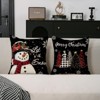 Christmas Pillow Covers 18x18 Set of 2 Let it Snow Snowman Christmas Trees Xmas Black - 3 of 4