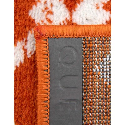 Rectangular Orange Trellis Stain-Resistant Synthetic Rug