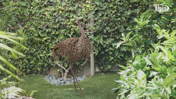 39&#34; x 24&#34; Outdoor Metal Standing Ostrich Statue Brown - Alpine Corporation, 2 of 8, play video