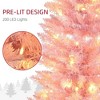 Angel Sar 7ft Pencil Christmas Tree, Slim Pink Artificial Xmas Tree with Warm White LED Lights, Space Saving Design - 4 of 4