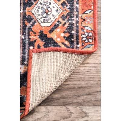 Rust and Blue Vintage Persian Rectangular Area Rug