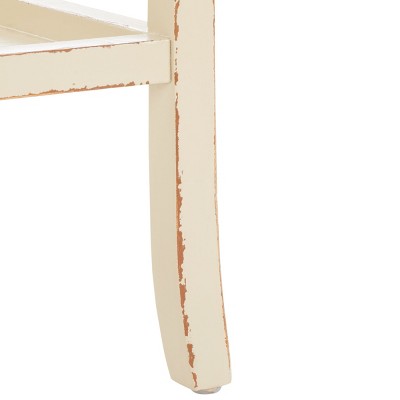 Vintage Cream Rectangular Wood End Table with Storage