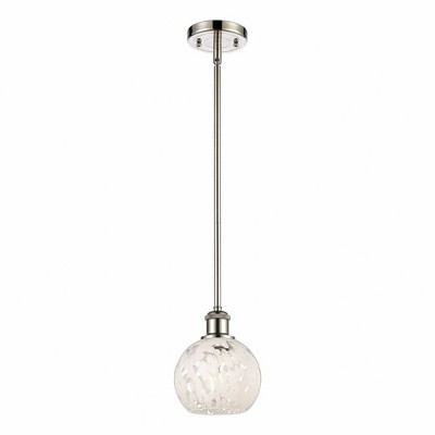 White Mouchette - 1 Light Stem Hung Mini Pendant In Modern Style-8 Inches Tall and 6 Inches Wide