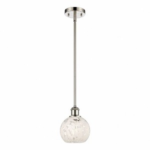 White Mouchette - 1 Light Stem Hung Mini Pendant In Modern Style-8 Inches Tall and 6 Inches Wide - 1 of 1