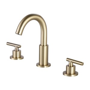 Cobbe Double Handle Widespread Faucet 3-Hole Bathroom Sink Faucet Spout Swivels 360 Degrees Brushed Gold - 1 of 4