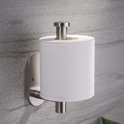 Hachikiko SUS 304 Stainless Steel Toilet Paper Holder - Self-Adhesive Modern Cylindrical Design, Easy Paper Replacement (No Drilling Option)