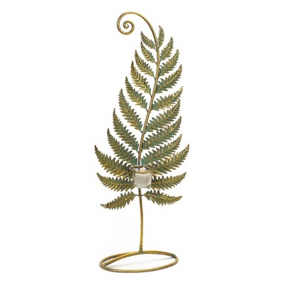 Melrose 24.5" Golden Patina Standing Fern with Votive Cup Table Top Decoration