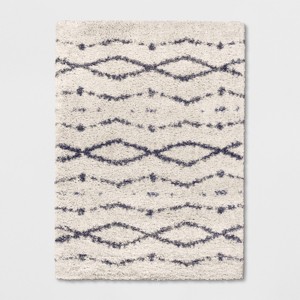 9'2"x12' Woven Diamond Area Rug Cream/Navy - Project 62™ - 1 of 4