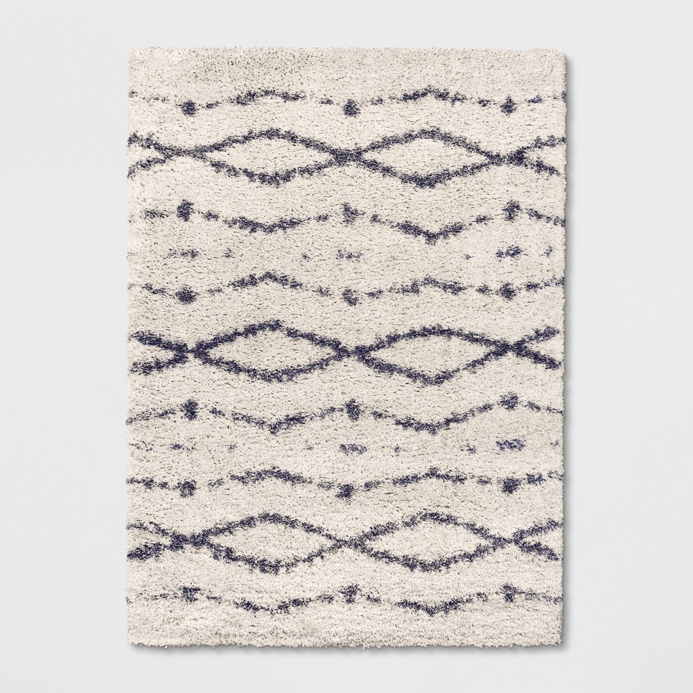 9'2inx12' Woven Diamond Area Rug Cream/Navy - Project 62™