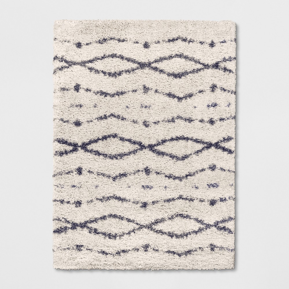 9'2""x12' Woven Diamond Area Rug Cream/Navy - Project 62™ -  53848537