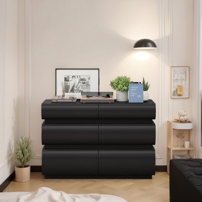 NicBex Modern 6-Drawer Black Bedroom Dressers No Handle,Chest of Drawers for Bedroom,Entryway,Wooden Dresser Chest