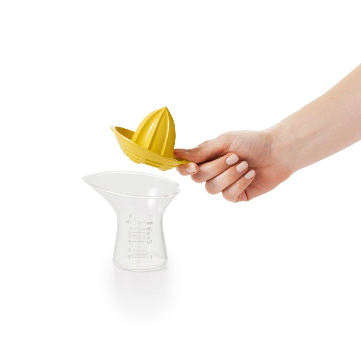 OXO Small Citrus Reamer: Yellow Plastic Juicer, Dishwasher-Safe, 5" Height, 3.6" Width & Depth - thumbnail 3