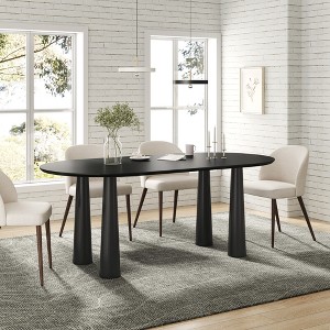 SpassWay 30" Modern Oval Dining Table Multi-Functional Centerpiece for Kitchen Office Entertaining with Sturdy in Black/Walnut/Natural Wood Finish - 1 of 4
